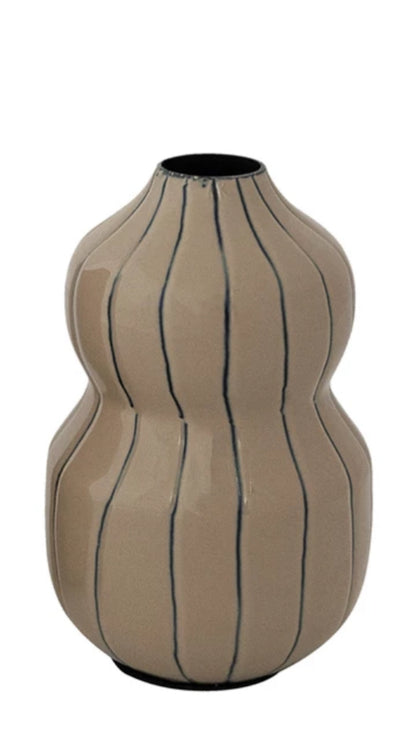 4-1/4”H Enameled Metal Organic Striped Vase