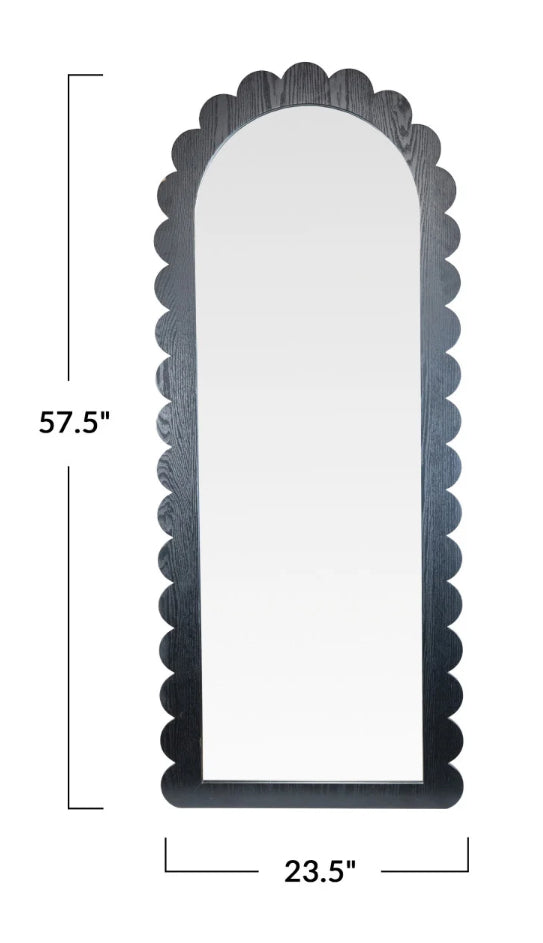 Black Framed Arched Scalloped Wall Mirror
