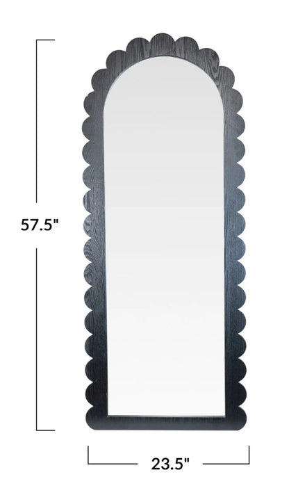 Black Framed Arched Scalloped Wall Mirror