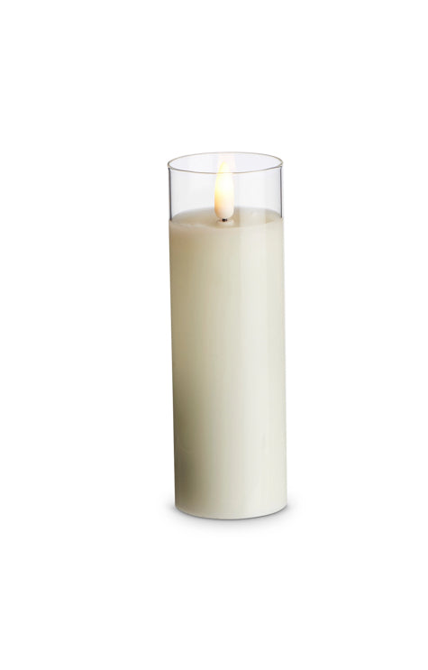 2”x6” Clear Glass Ivory Candle
