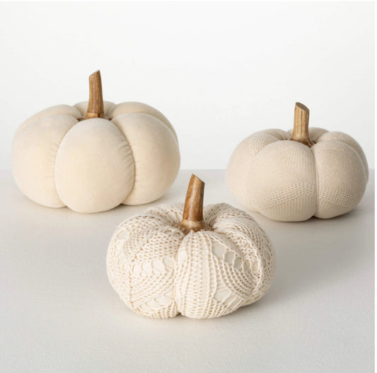 6.25” Boho Cream Plush Pumpkin