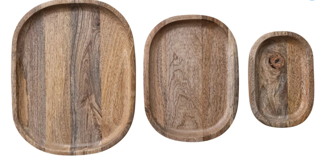 9-1/2”Lx7”L Oval Mango Wood Tray