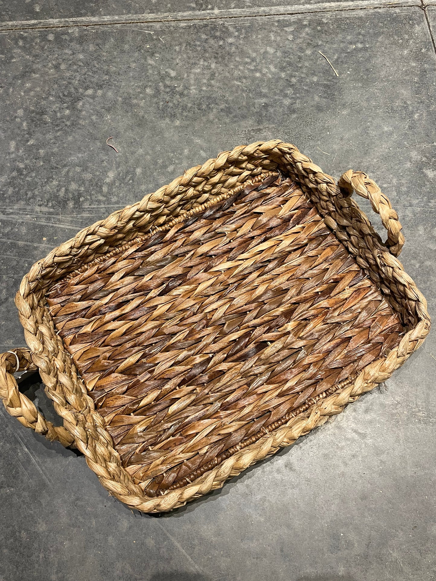 Hand-Woven Seagrass Tray w/Handles, Natural