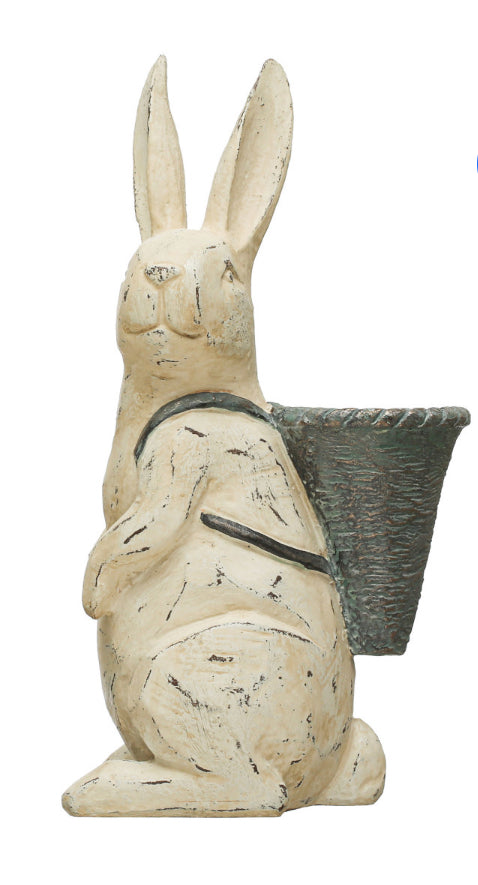 10-1/4”H Resin Rabbit w/ Basket
