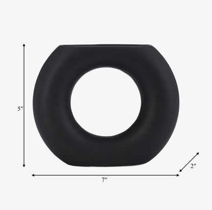 5” Black Abstract Donut Cut-Out Vase