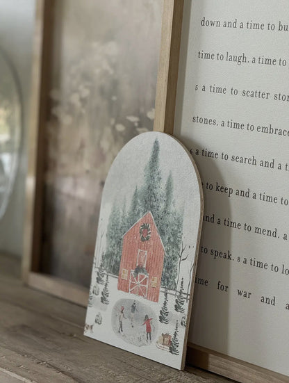 11”x15” Winter Barn Scene Arch