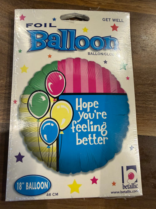 18” “Hope You’re Feeling Better” Mylar Balloon