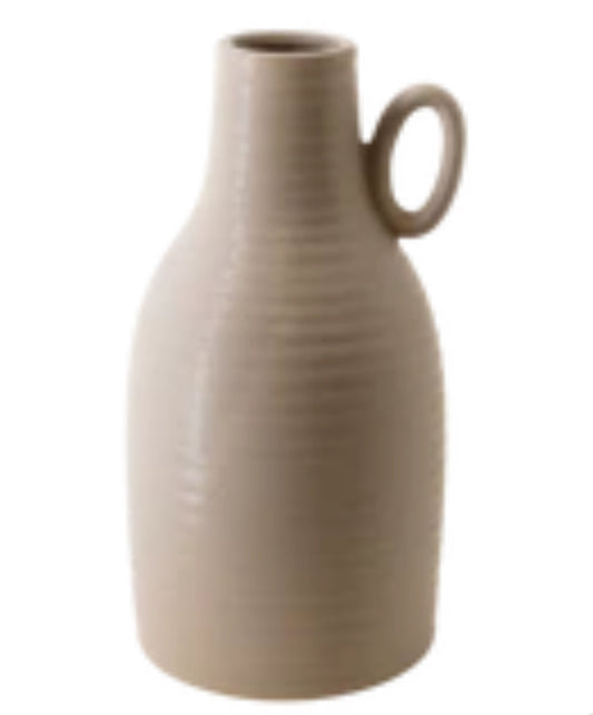 Taupe Ceramic Vase w/Handle
