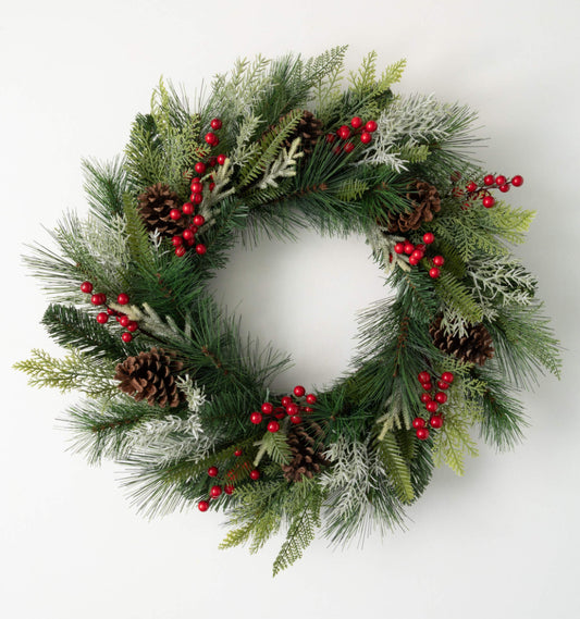 24” Pine & Berry Wreath