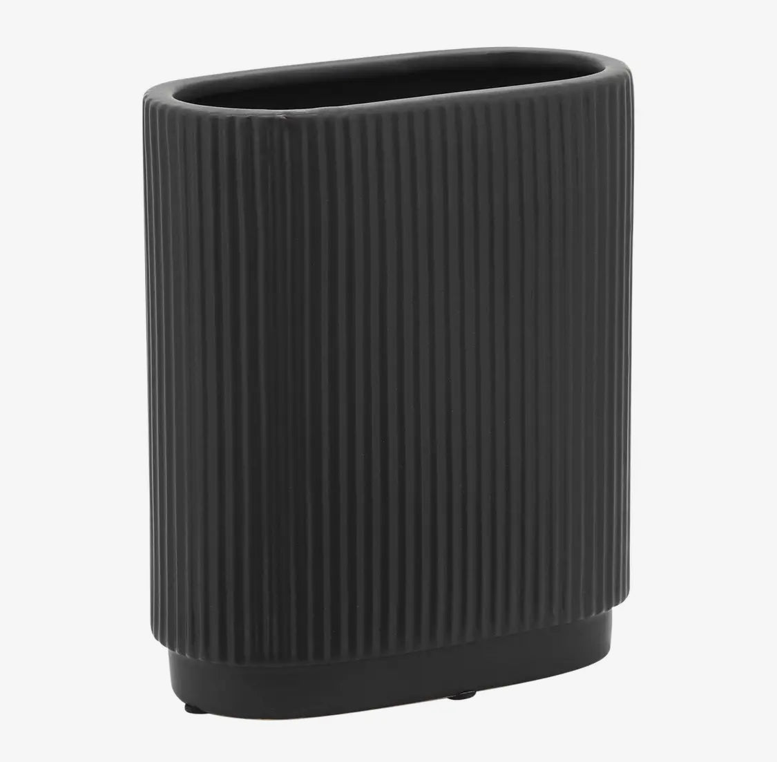 8” Black Ceramic Modern Ridged Vase
