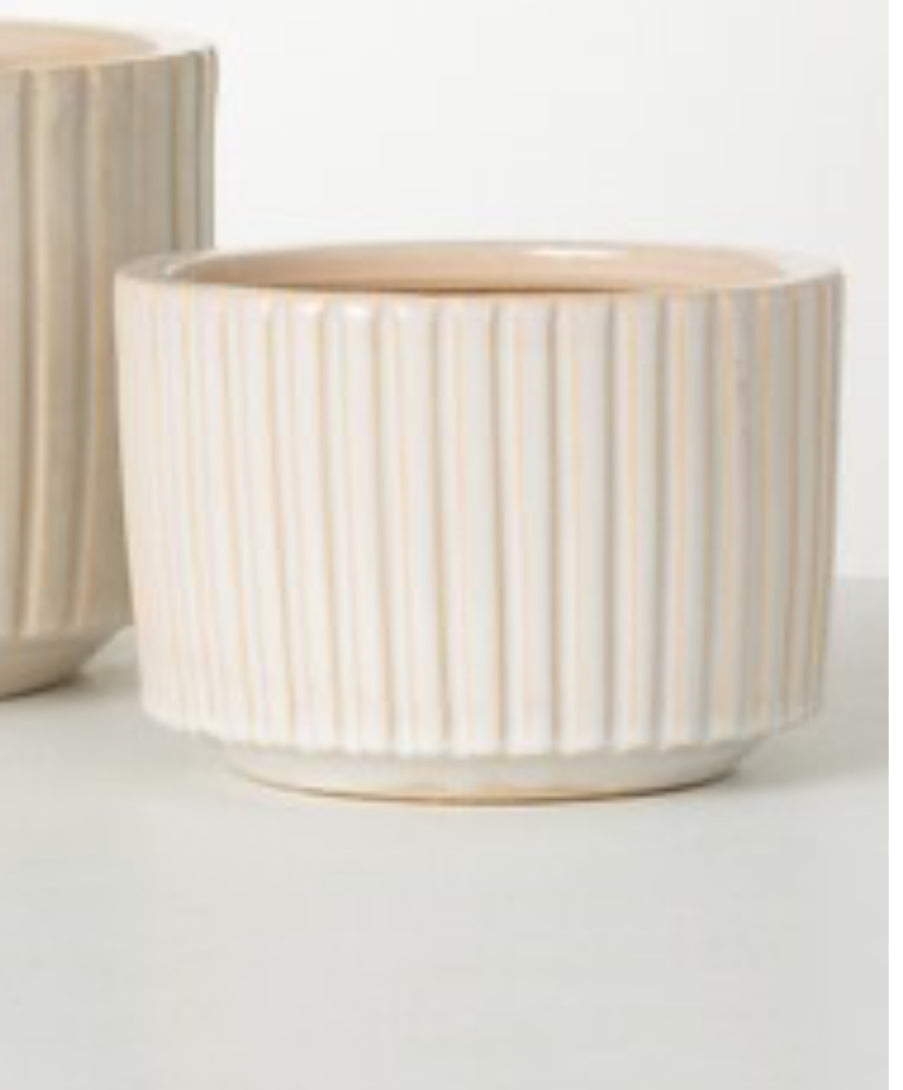 Striped Cream Ceramic Pottery