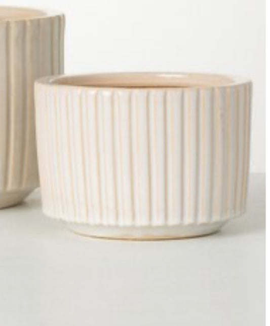 Striped Cream Ceramic Pottery