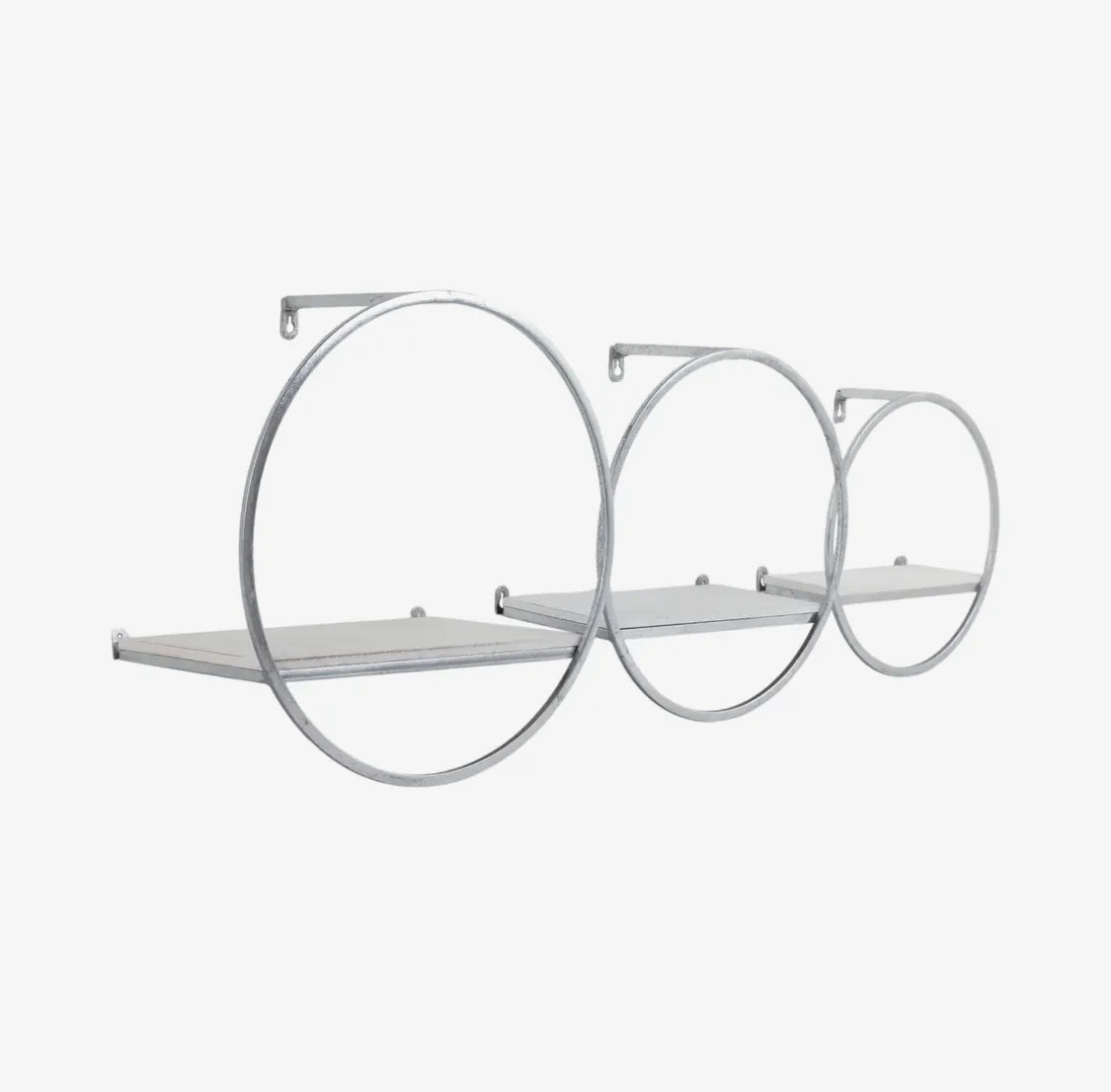 12” Silver Metal/White Wood Wall Shelf