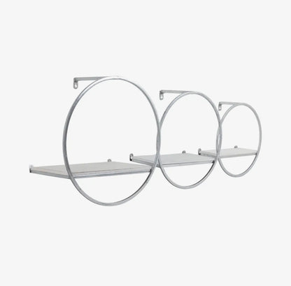 12” Silver Metal/White Wood Wall Shelf