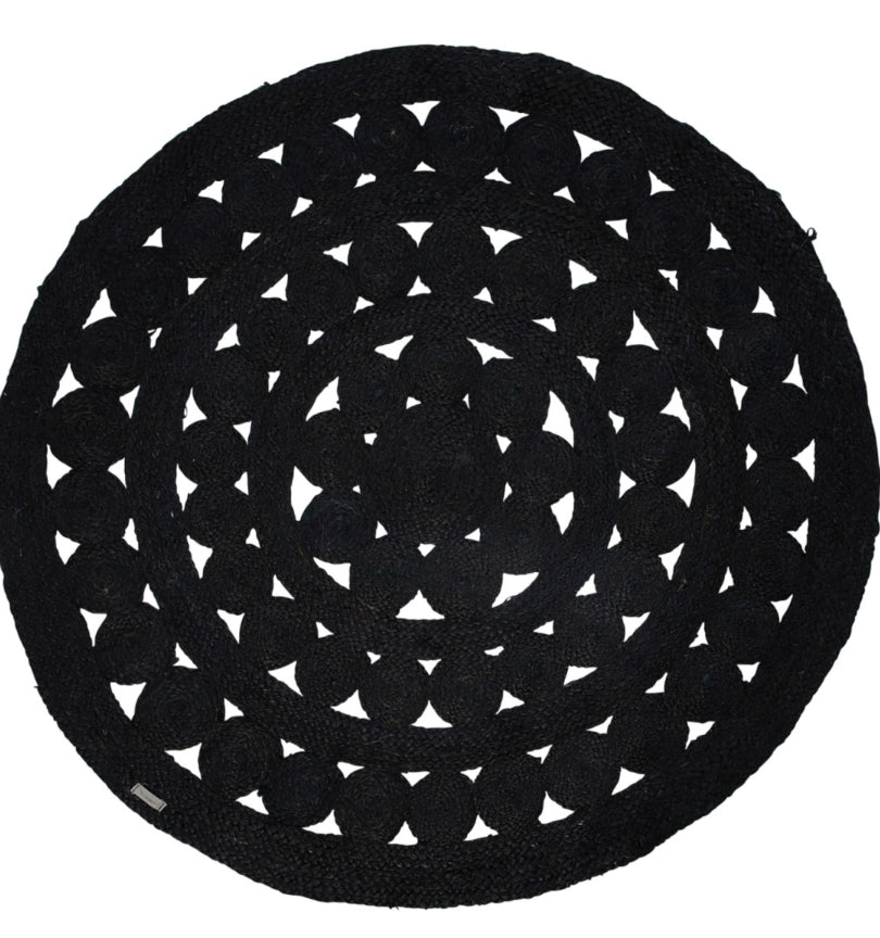 Black Braided Jute Rug