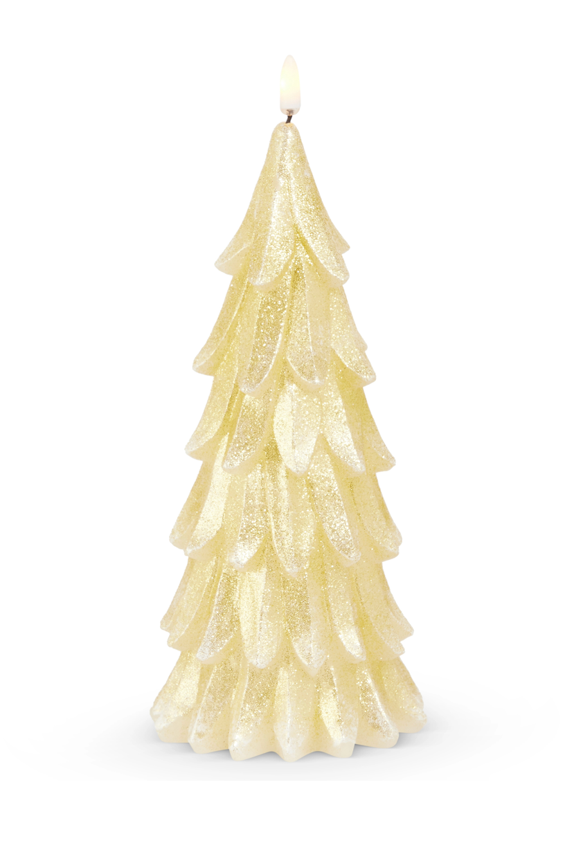 9.5” Glittered Gold Tree Candle