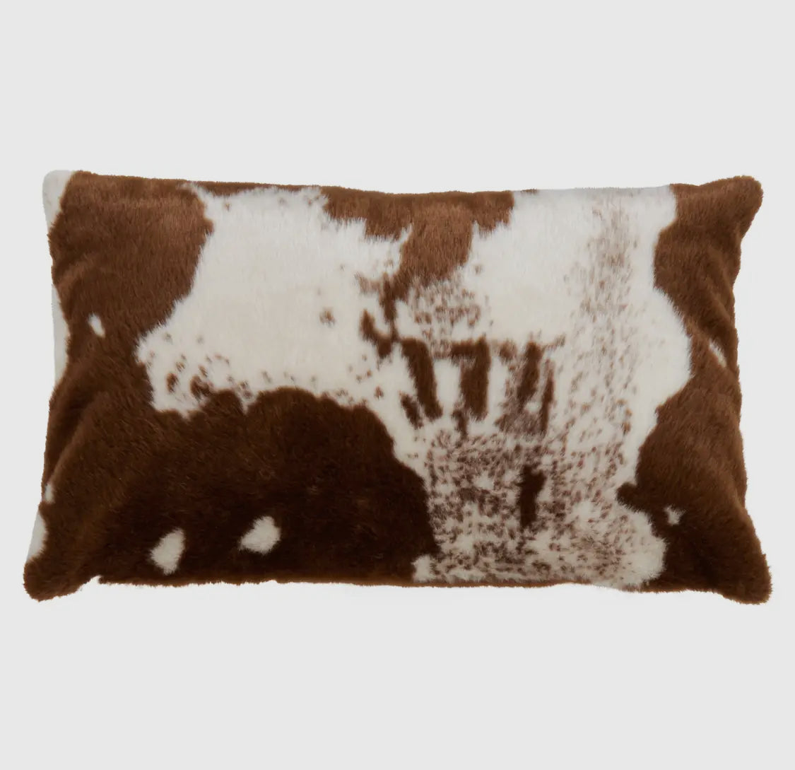 Brown Urban Faux Cowhide Pillow-14”