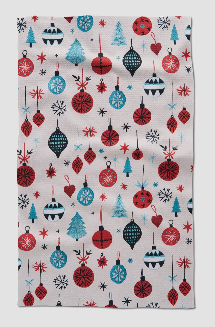Embroidered Ornaments Tea Towel
