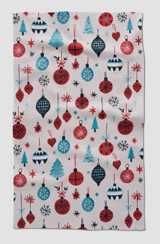 Embroidered Ornaments Tea Towel