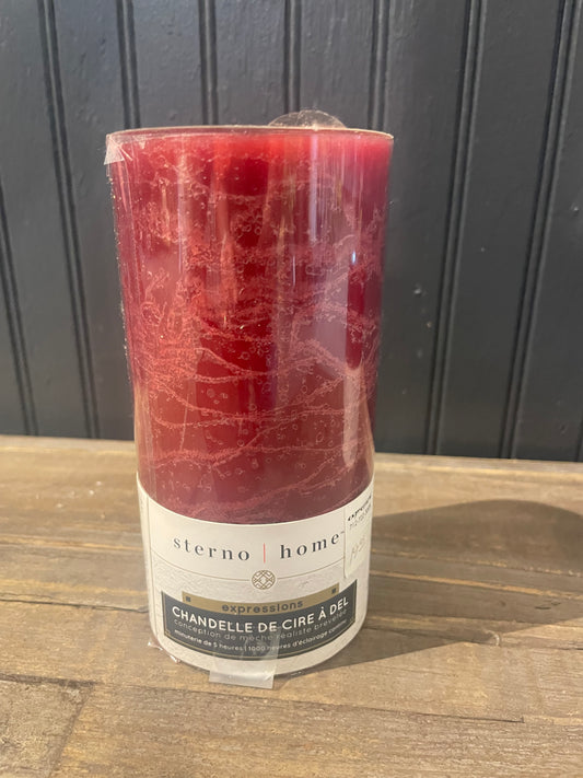 Sterno Burgundy LED Wax Candle-3”x6”