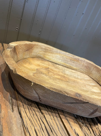 12.75” Wooden Oblong Dough Bowl