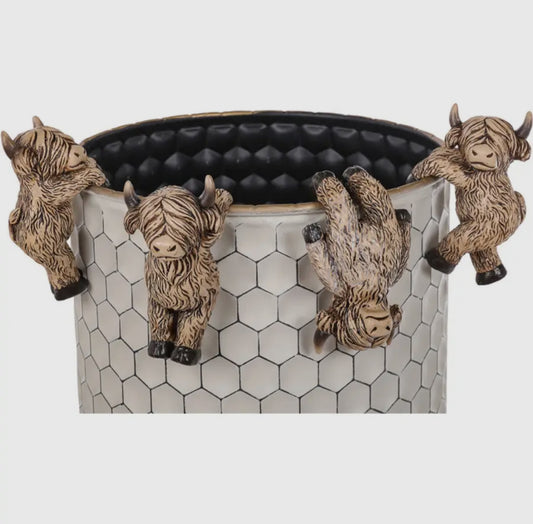 Resin Highland Cow Pot Hanger