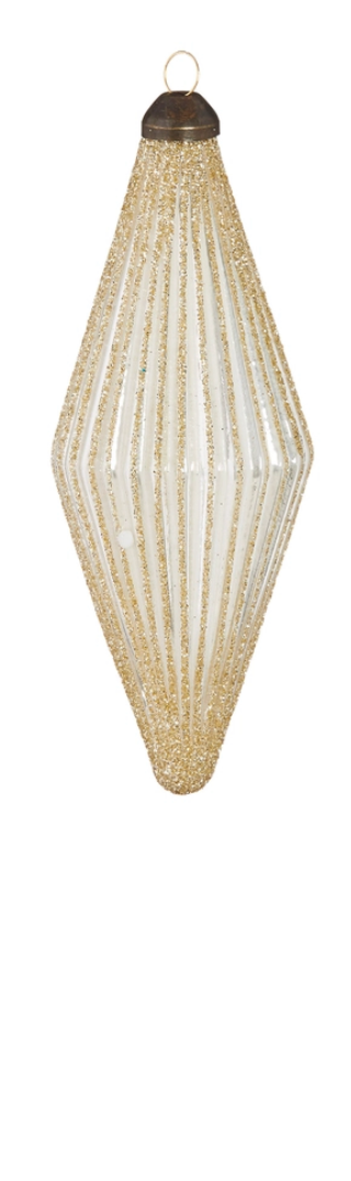 5.5” Glittered Diamond Ribbed Ornament