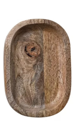 7”Wx4-3/4”W Oval Mango Wood Tray