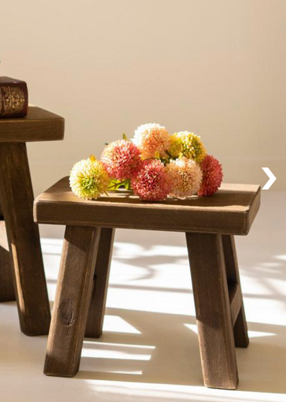 DARK BROWN RECTANGLE WOOD STOOL