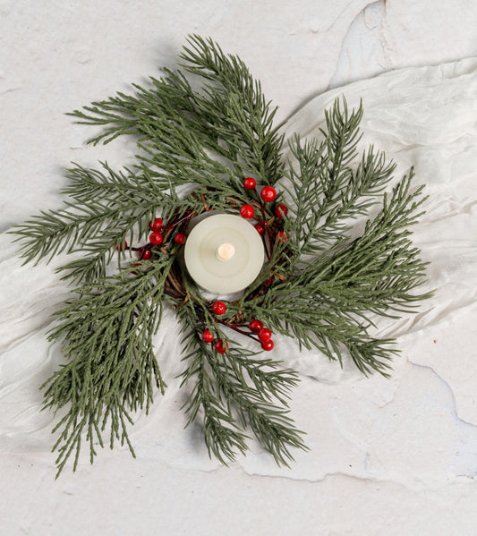 7” Angel Pine Taper Candle Ring