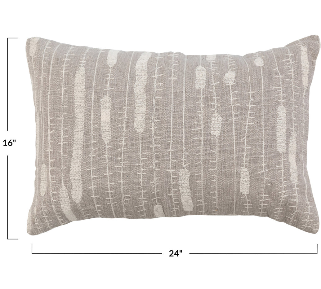 Embroidered Lumbar Pillow