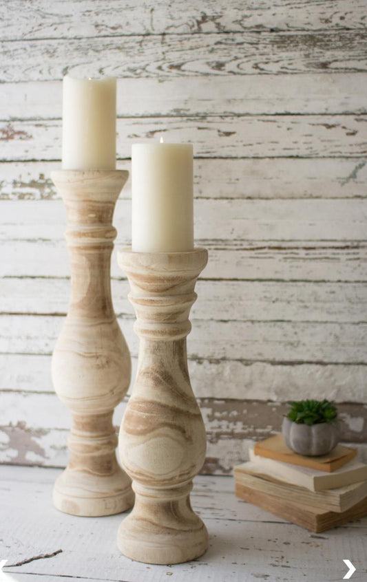 Hand-Carved Wooden Candle Stand