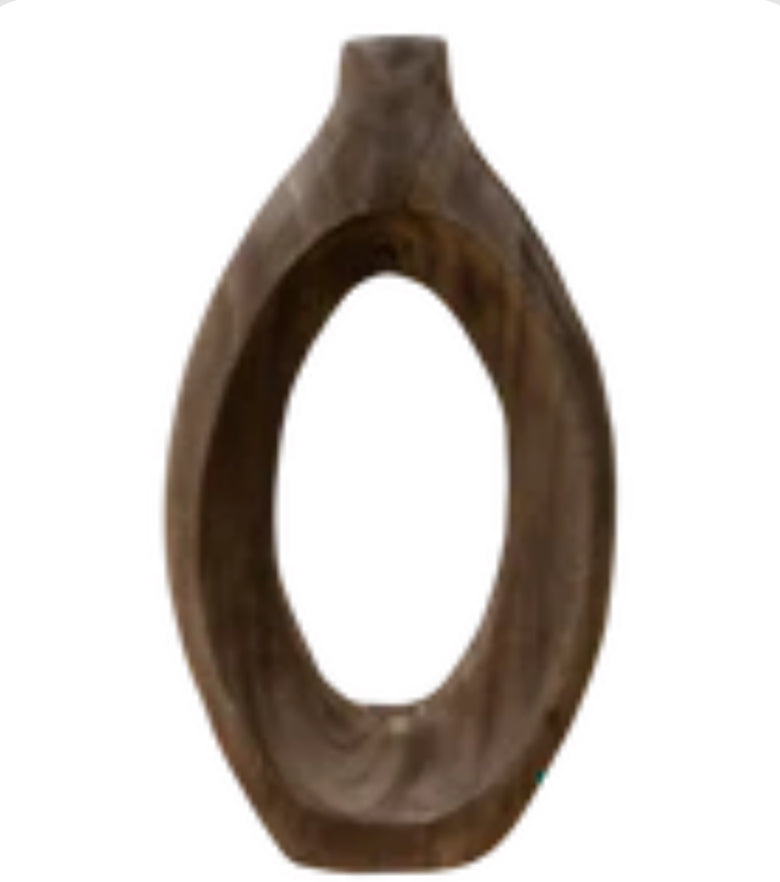 19” Wood Oval Vase