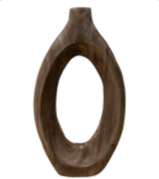 19” Wood Oval Vase