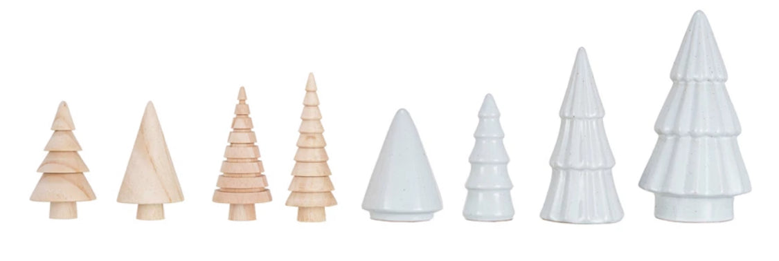 Stoneware & Wood Christmas Trees