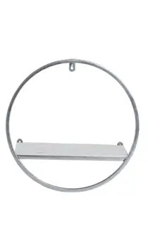 14” Silver Metal/White Wood Wall Shelf