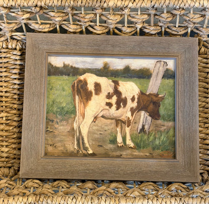 Vintage cow oil painting