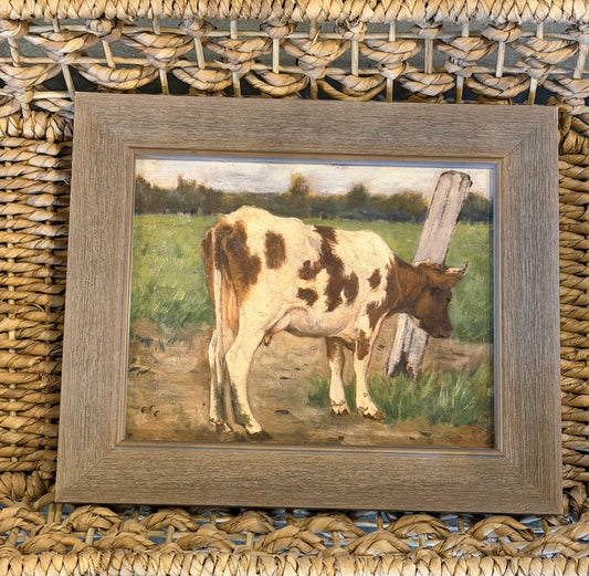 Vintage cow oil painting
