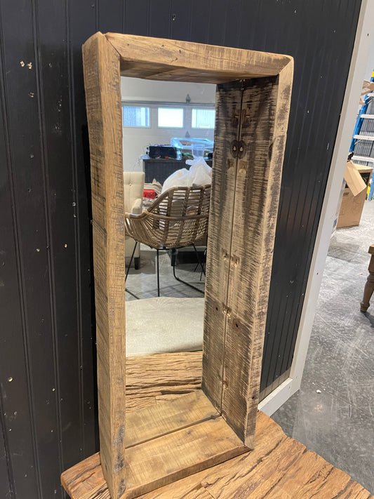 Natural Wood Shadow Box Mirror