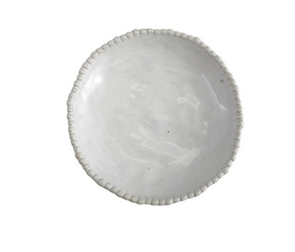 8” Round Stoneware Low Bowl w/Hobnail Rim