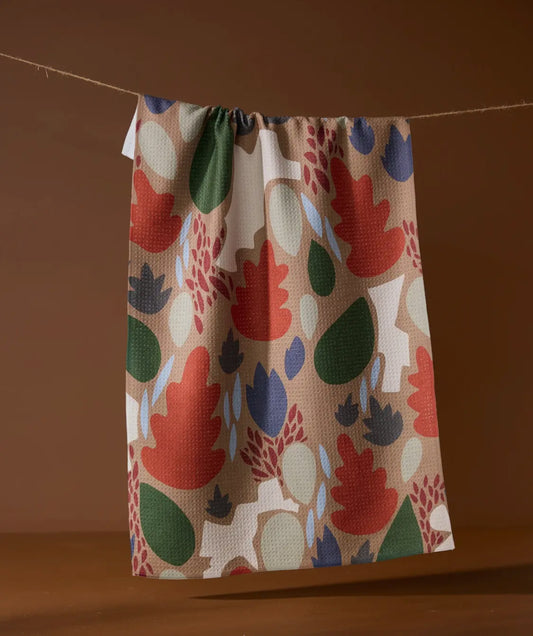 Cut Out Leaves  Mocha Tea Towel