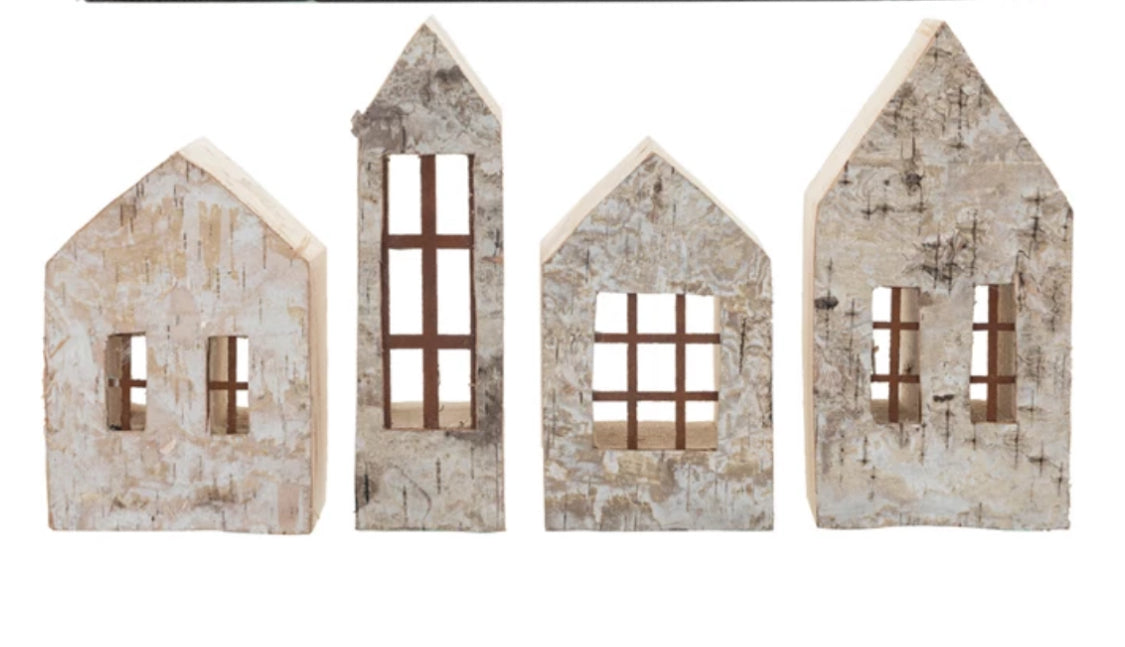 Birch Bark Houses w/Windows-4 Asst.