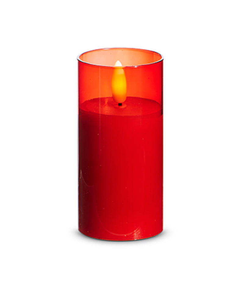 Red Glass Ivory Pillar Candle