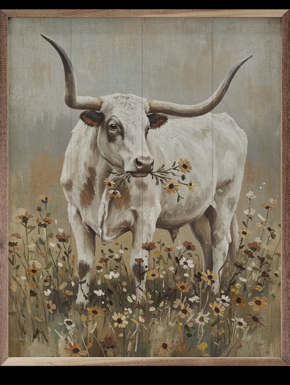 8” x 10” Longhorn Among Blooms
