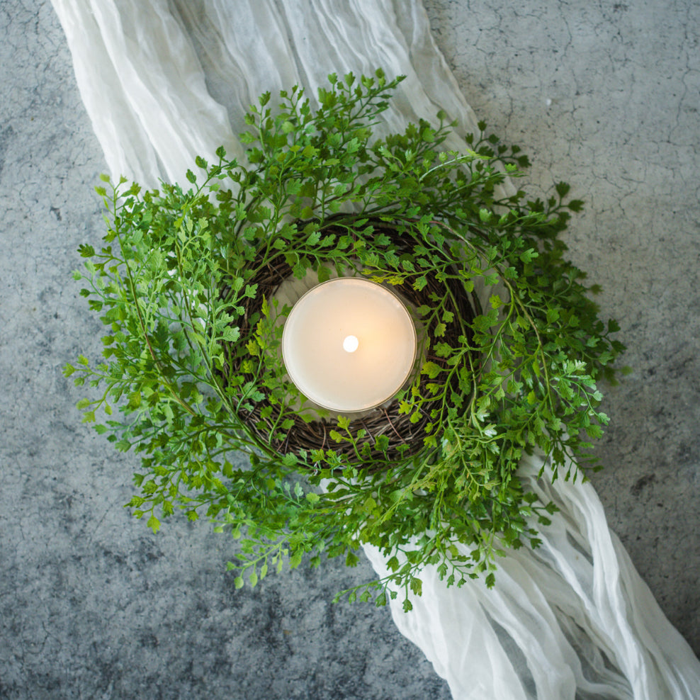 14” Maidenhair Fern Candle Ring