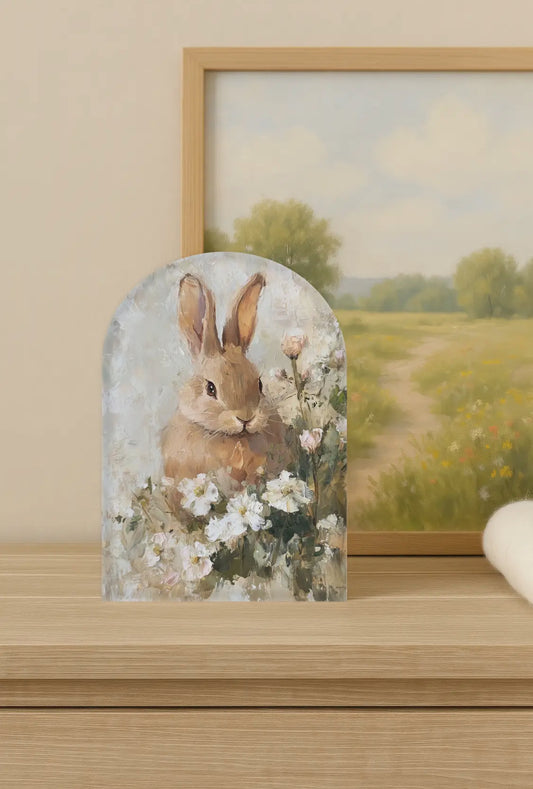 10”x7” Garden Bunny Wood Arch Sign