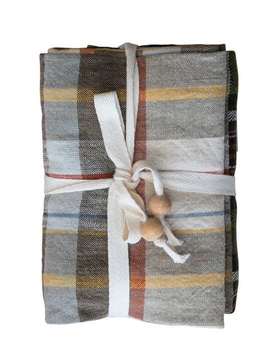 Cotton Tea Towels w/Wood Beads