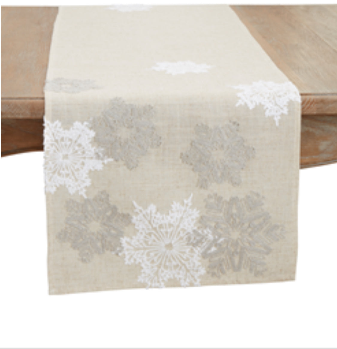 Embroidered Snowflake Table Runner