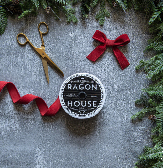 1” Red Unwired Velvet Ribbon