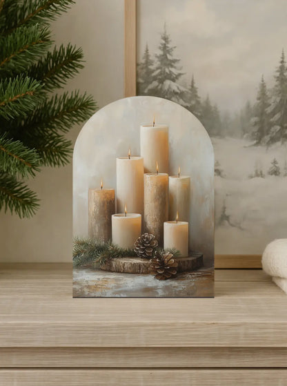 6”x4” Christmas Candle Arch Wood Print